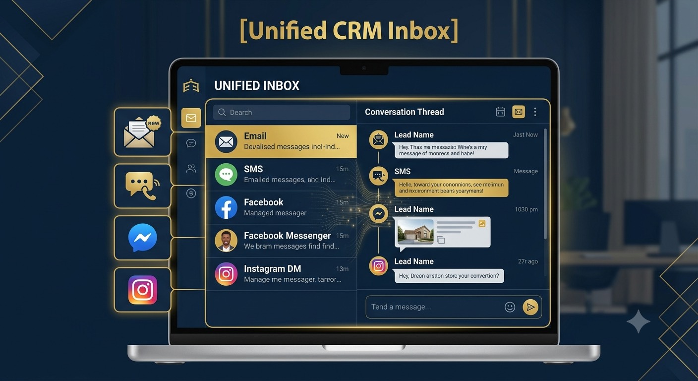 Unified CRM inbox with email, SMS, Facebook and Instagram messages